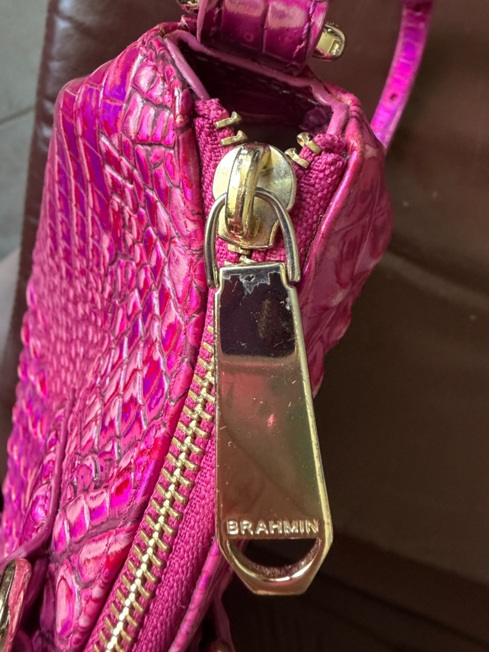 Brahmin Large Duxbury Satchel & Ady Wallet Set Pink Potion Iridescent Rare - Picture 8 of 16